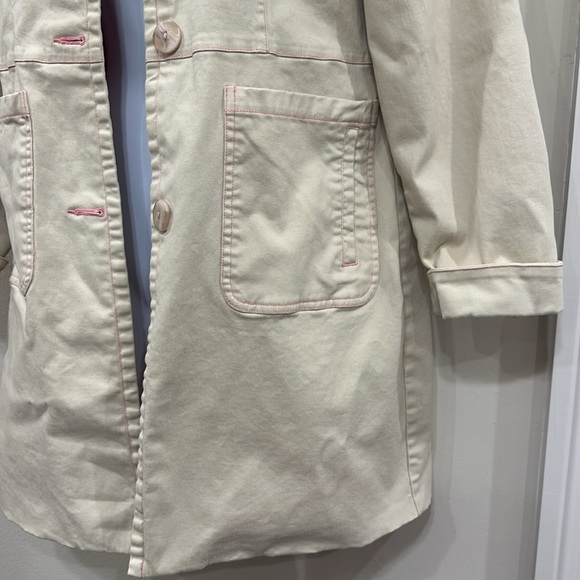 Denim&Co Cream Trench Coat with Pink Accents - Picture 5 of 8